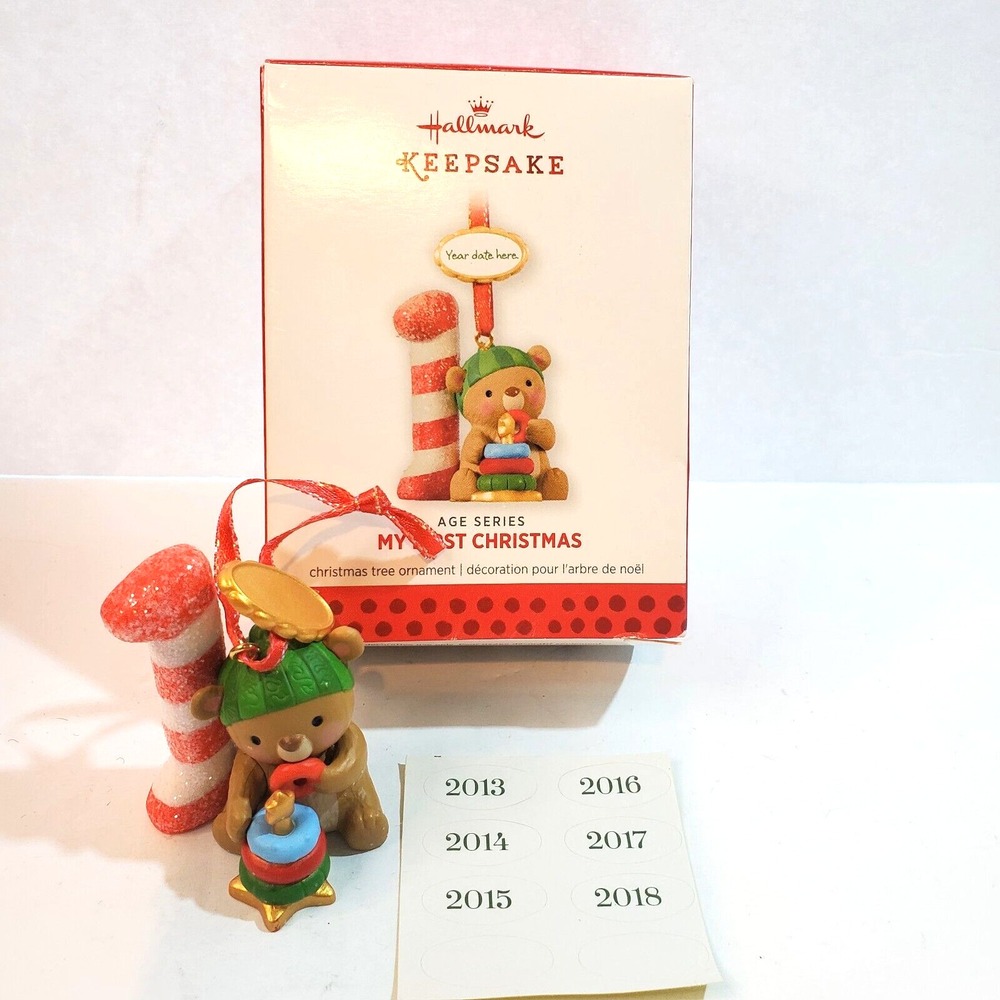 Hallmark Keepsake Age Series I Am One 1 Customize Christmas Ornament Teddy Bear